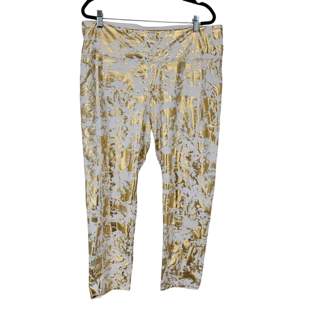 Lilly Pulitzer Leggings XXL UPF 50+ High Rise Luxletic Weekender White Gold